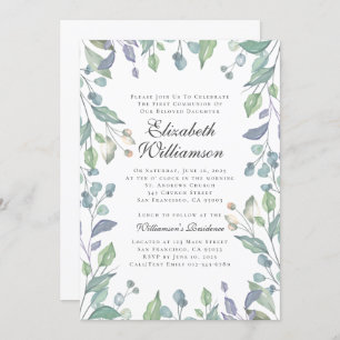 Aquarelle Foliage Première communion Invitation