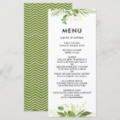 Aquarelle Folid vert sauvage Menu Mariage Carte II (Devant / Derrière)