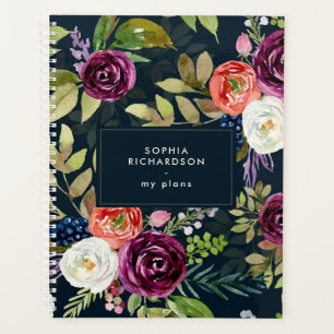 Aquarelle foncée Floral Boho Motif