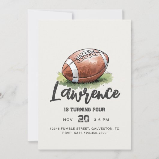 Aquarelle Football Invitation Anniversaire (Devant)