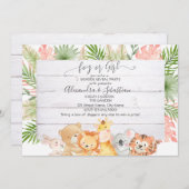 Aquarelle Forêt Animaux Genre Reveillez Invitation (Devant / Derrière)