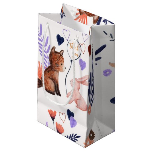Aquarelle Forêt Animaux Merci Favoriser Sac Cadeau (Devant Angle)