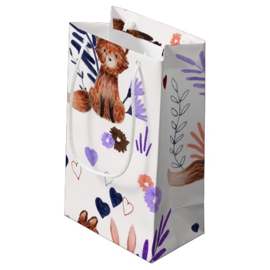 Aquarelle Forêt Animaux Merci Favoriser Sac Cadeau (Dos Angle)