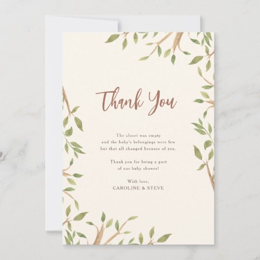 Aquarelle Forêt Baby shower vert Merci (Devant)