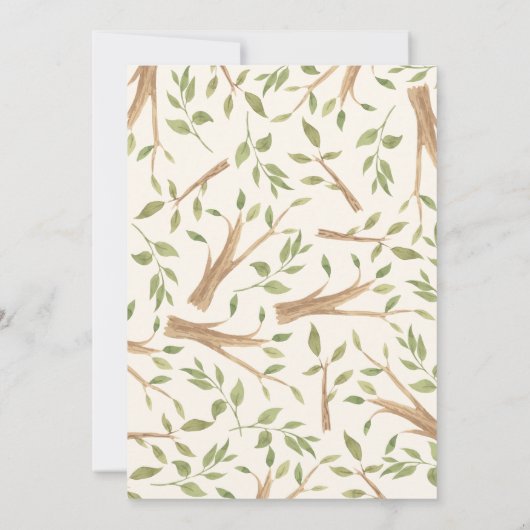 Aquarelle Forêt Baby shower vert Merci (Dos)