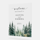 Aquarelle forêt de pins d'hiver signe de bienvenue (Angle)