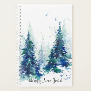Aquarelle forêt d'hiver arbre de Noël moderne ma