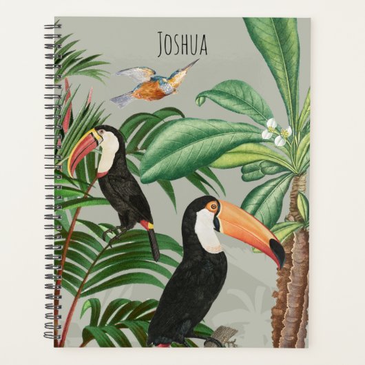 Aquarelle Forêt tropicale et Oiseaux du Toucan (Devant)