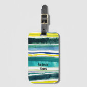 Aquarelle fraîche rayures peintes étiquette bagage (Devant Vertical)