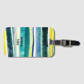 Aquarelle fraîche rayures peintes étiquette bagage (Devant Horizontal)