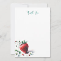 Aquarelle fraise Merci Cartes de notes