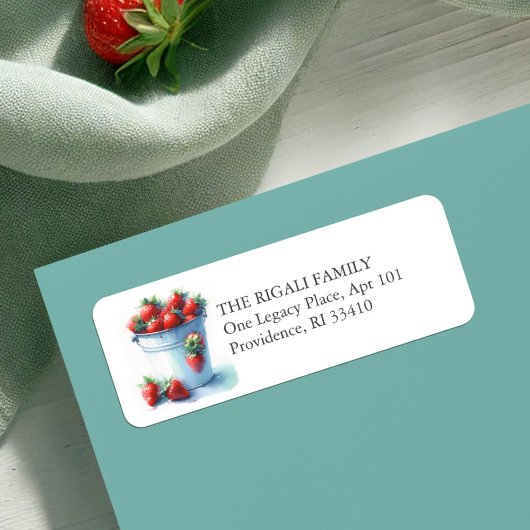 Aquarelle Fraise Retourner l'adresse Étiquettes
