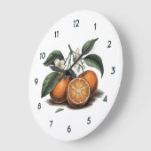 Aquarelle Fruit orange Horloge avec chiffres noirs (Angle)