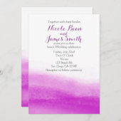 Aquarelle Fuchsia Faire-part de mariage moderne (Devant / Derrière)