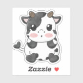 Aquarelle Funny Chibi mignon Bébé Sticker Vache (Feuille)