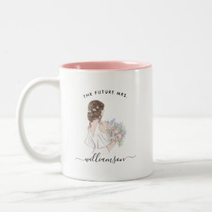 Aquarelle Futur Mme Nom de la mariée   Mug Monogra