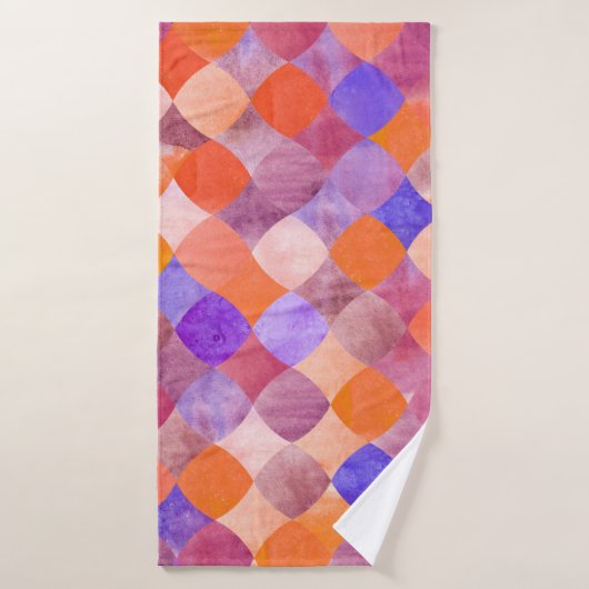 Aquarelle géométrique, écailles de poissons arabes (Serviette de bain)