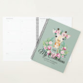 Aquarelle GIRAFFE Boho Fleurs roses Filles Nommées (Devant avec enveloppe)