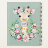 Aquarelle GIRAFFE Boho Fleurs roses Filles Nommées (Dos)