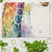 Aquarelle Giraffe Serviette de cuisine (Plié)