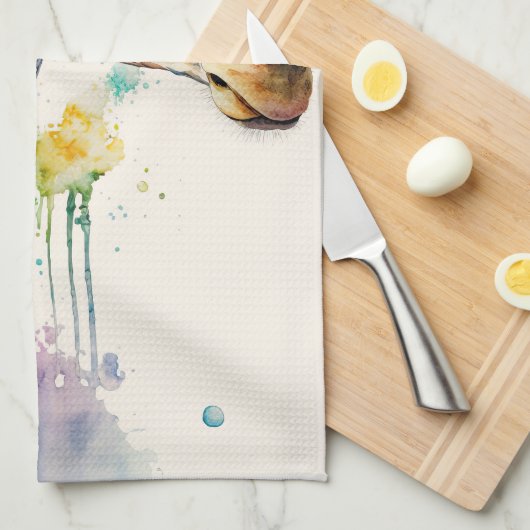 Aquarelle Giraffe Serviette de cuisine (Quart Plié)