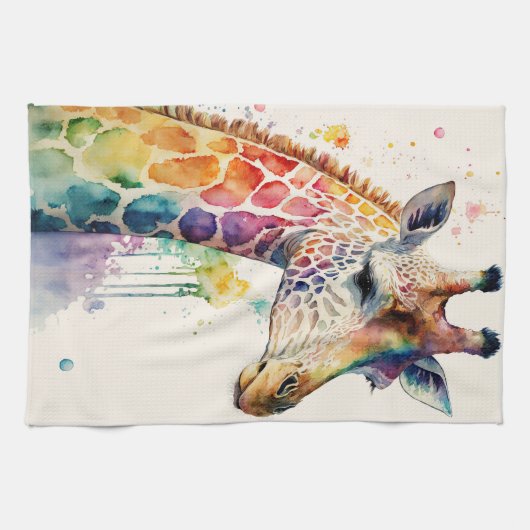 Aquarelle Giraffe Serviette de cuisine (Horizontal)
