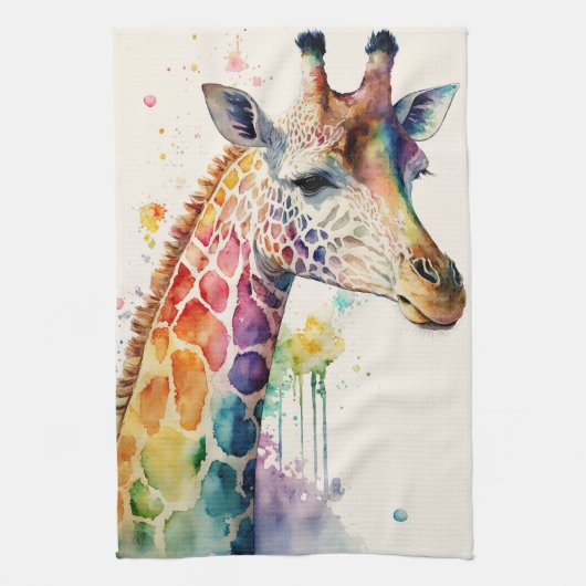 Aquarelle Giraffe Serviette de cuisine (Vertical)