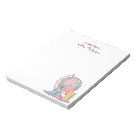 Aquarelle Globe Note du Bloc-notes de l'enseignant (Tourné)