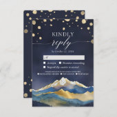 Aquarelle Gold Mountain Wedding RSVP Répondre (Devant / Derrière)