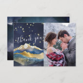 Aquarelle Gold Mountains Mariage Photo Merci (Devant / Derrière)