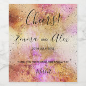 Aquarelle Gold Rose Sky | étiquette de bouteilles (Étiquettes simples)