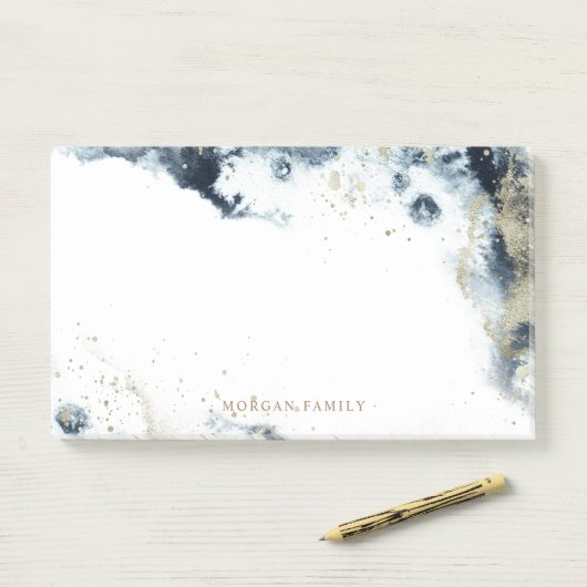 Aquarelle Gold Waves Monogrammes Post-It Notes (Sur un bureau)