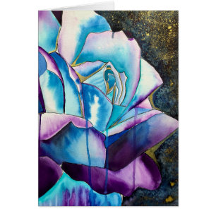Aquarelle gothique bleu violet art rose