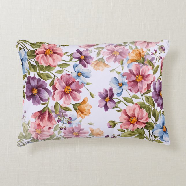 Aquarelle gracieuse Floral Accent Coussin (Devant)