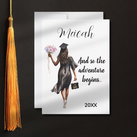 Aquarelle Graduation Moderne Carte fille tendance