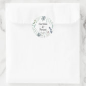 Aquarelle Green Foliing nom de mariage autocollant (Sac)