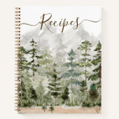 Aquarelle Green Pine Forest Livre de cuisine Recet (Devant)