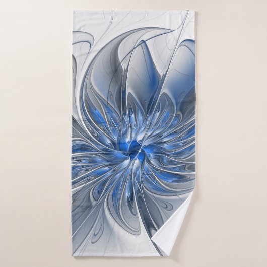 Aquarelle gris bleu Abstrait Fractal Art Flower (Serviette de bain)