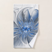 Aquarelle gris bleu Abstrait Fractal Art Flower (Serviette à main)