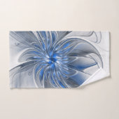 Aquarelle gris bleu Abstrait Fractal Art Flower (Serviette à main)