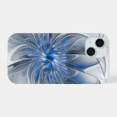 Aquarelle gris bleu Abstrait Fractal Art Flower (Verso Horizontal)