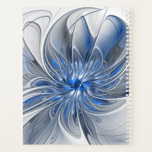Aquarelle gris bleu Abstrait Fractal Art Flower (Dos)