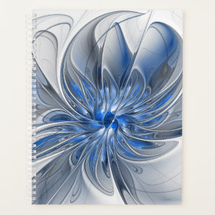 Aquarelle gris bleu Abstrait Fractal Art Flower