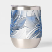 Aquarelle gris bleu Abstrait Fractal Art Flower (Droite)