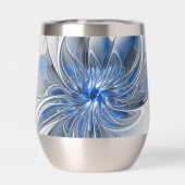 Aquarelle gris bleu Abstrait Fractal Art Flower (Arrière)