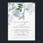 Aquarelle gris bleu foncé Mariage floral<br><div class="desc">Dusty Blue & Grey Watercolor Floral Wedding Invitations : Cette faire-part de mariage florale douce présente les mots un élégant script de calligraphie lâche ainsi qu'un magnifique bouquet floral d'aquarelle peint en bleu et gris poussiéreux. Le dos a un aspect aquarelle avec une couronne assortie autour des initiales de la...</div>