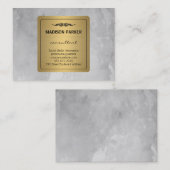 Aquarelle gris brossé Élégant Étiquette d'or Faux (Devant / Derrière)