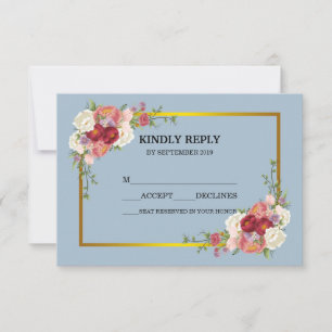 Aquarelle Gris Duché Or Blush Peach Floral RSVP