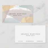 Aquarelle gris et bleu et Carte de visite or (Devant / Derrière)