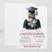 Aquarelle gris et noir Invitation à la graduation (Devant / Derrière)